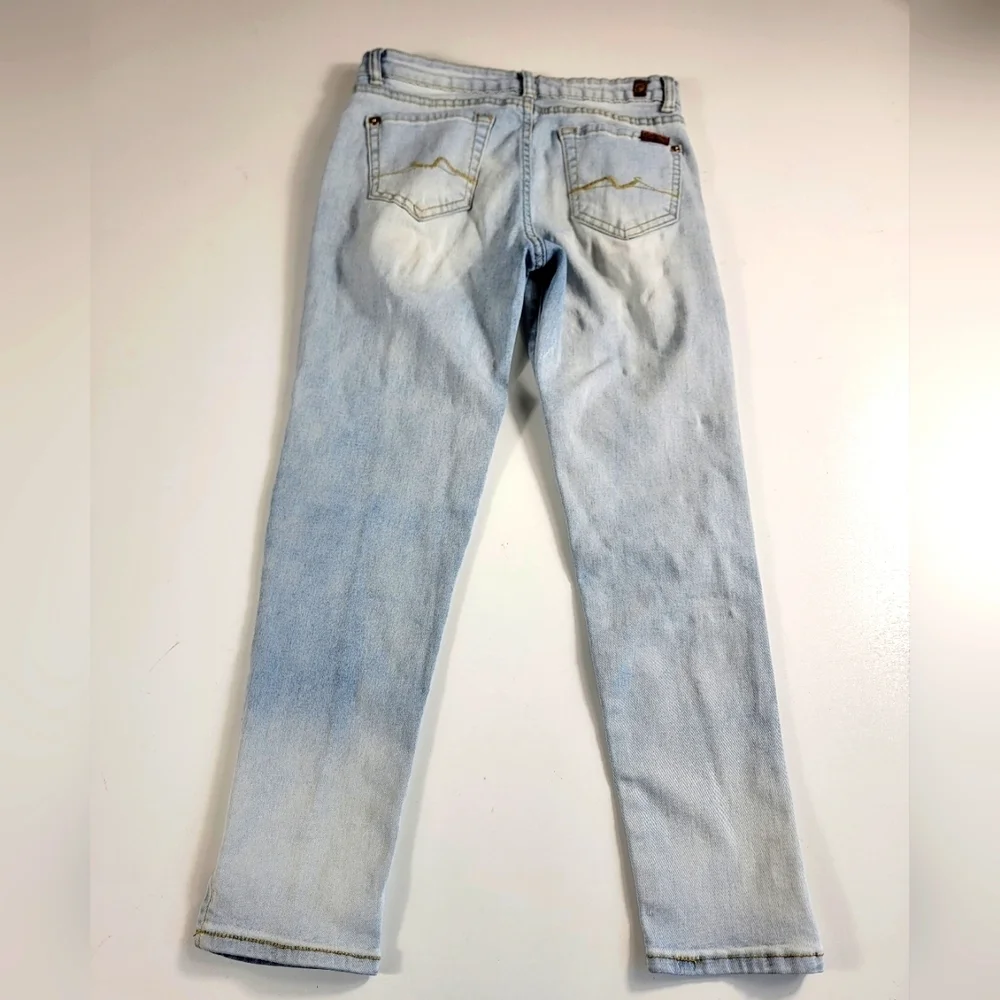 Girl’s 7 For All Mankind The Ankle Skinny Jeans Size 12 light wash stretch